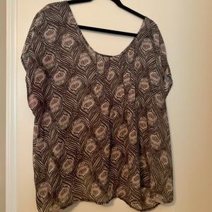 Pink Feather Print Top